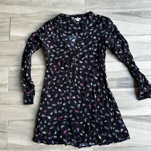 Splendid Black Floral Long Sleeve Dress